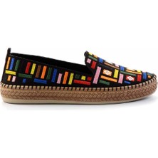 Bambi Siyah Çok Renkli Kumaş   Kadın Espadril K01309600504