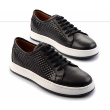 Bambi Siyah Baskılı Hakiki Deri Erkek Sneaker E01310099803