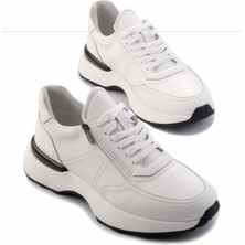 Bambi Beyaz Hakiki Deri Erkek Sneaker E01350709503