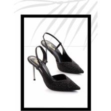 Bambi Siyah Saten   Kadın Abiye Ayakkabı K01209926038