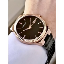 Ferrucci Metal Takvimli Siyah Kordon Erkek Kol Saati