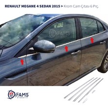 Fams Otomotiv  Renault Megane 4 Sedan Krom Cam Çıtası 6 Parça 2015> Paslanmaz Çelik