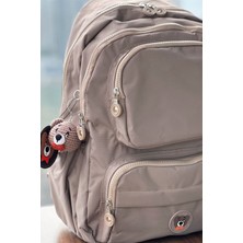 Nemo Bags Açık Vizon Orta Boy Okul Çantası Laptop ve Seyahat Sırt Çantası Su Geçirmez Ayıcık Anahtarlık Hediyeli