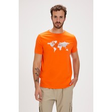 Bad Bear Globe Turuncu Baskılı Erkek Tişört