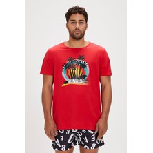 Bad Bear Ricardo Kırmızı Baskılı Erkek Tişört