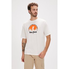 Bad Bear Re-Planet Beyaz Baskılı Erkek Tişört