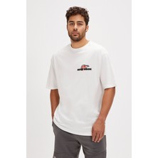 Bad Bear Chamelon Beyaz Baskılı Erkek Oversize Tişört