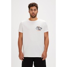 Bad Bear Focus Beyaz Baskılı Erkek Tişört