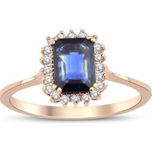 İryum Pırlantalı Anturaj Safir Tektaş Yüzük