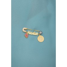 Nereze 925 Ayar Gümüş Maşallah Nazarlı Pembe Ayakizi Bebek Çengelli Iğne