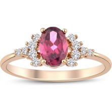 İryum Oval Rhodolite Pırlanta Tektaş Yüzük