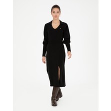 Pierre Cardin Kadın Siyah Regular Fit Triko Elbise 50280227-VR046