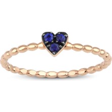 İryum Tasarım Safir Kalp Yüzük