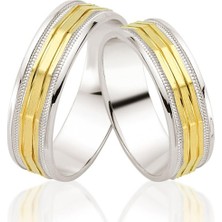 İryum  14 Ayar Altın Tasarım Çift Alyans - Nişan Yüzüğü