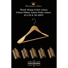 Manken İstanbul Business Class 50 Adet 44 cm Masif Ahşap Takım Elbise Askısı Palto Askısı Ceket Askısı