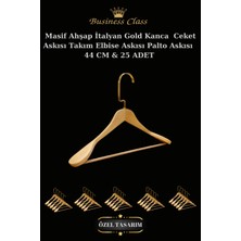 Manken İstanbul Business Class 25 Adet 44 cm Gold Italyan Kanca Masif Ahşap  Elbise Askısı Palto Askısı Ceket Askısı