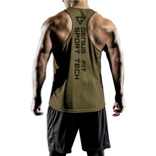 Genius Store Erkek Dry Fit Y-Back Gym Atleti Haki Renkli 2XL Beden Spor İçin Uygun