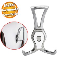 Badem10 Galata Askı Portmanto Metal Vestiyer Duvar Dolap Elbise Askısı Krom Beyaz Mobilya Askılığı Aparat
