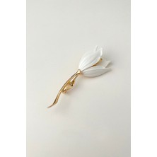 Modex Beyaz Lale Broş (En:2,5 cm Boy:7 Cm)