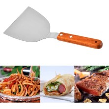 Pengfushop4 Gösteri Olarak Büyük Barbekü Spatula Ahşap Saplı Çelik Kızartma Spatula Teppanyaki Spatula Biftek Spatula Mutfak Pişirme Aksesuarları (Yurt Dışından)