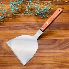 Pengfushop4 Gösteri Olarak Büyük Barbekü Spatula Ahşap Saplı Çelik Kızartma Spatula Teppanyaki Spatula Biftek Spatula Mutfak Pişirme Aksesuarları (Yurt Dışından)