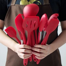 Pengfushop4 Blakc Çorba Kaşığı Tarzı Silikon Mutfak Gereçleri Pişirme Gereçleri Yapışmaz Spatula Kürek Çorba Kaşığı Çırpma Makarna Kevgir Isıya Dayanıklı Pişirme Araçları (Yurt Dışından)