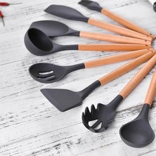 Pengfushop4 Stili Temizle Siyah Ahşap Silikon Mutfak Gereçleri Yapışmaz Kaşık Çorba Kepçesi Turner Spatula Maşası Pişirme Gereçleri Pişirme Tencere Gadget'ı (Yurt Dışından)