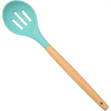 Pengfushop4 No.11 Stili Nane Yeşili Mutfak Gereçleri Yapışmaz Ahşap Saplı Pişirme Gereçleri Premium Silikon Malzeme Pişirme Spatula Kaşığı Ev Gereçleri (Yurt Dışından)