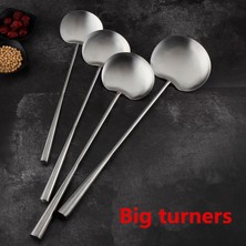 Pengfushop4 10X8X38.5CM Stili Paslanmaz Çelik Büyük Uzun Saplı Spatula Kaşık Kepçe Restoran Kantin Şefi Büyük Tencere Kürek Mutfak Eşyası Seti Bambu Spatula (Yurt Dışından)