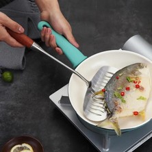 Pengfushop4 Gümüş Tarzı Paslanmaz Çelik Kızarmış Balık Spatula Uzun Saplı Pişirme Kürek Mutfak Pişirme Gereçleri Ev Restoran Günlük Kullanım Için (Yurt Dışından)