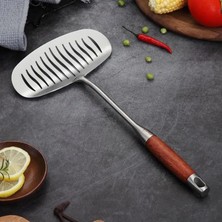 Pengfushop4 Gümüş Tarzı Paslanmaz Çelik Kızarmış Balık Spatula Uzun Saplı Pişirme Kürek Mutfak Pişirme Gereçleri Ev Restoran Günlük Kullanım Için (Yurt Dışından)