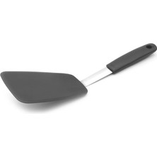 Pengfushop4 Siyah Stil Büyük Esnek Silikon Turner Yapışmaz Geniş Turner Spatula Isıya Dayanıklı Iyi Kavrama Pişirme Balık Biftek Turner Gözleme Küreği (Yurt Dışından)