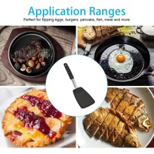 Pengfushop4 Siyah Stil Büyük Esnek Silikon Turner Yapışmaz Geniş Turner Spatula Isıya Dayanıklı Iyi Kavrama Pişirme Balık Biftek Turner Gözleme Küreği (Yurt Dışından)