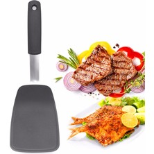 Pengfushop4 Siyah Stil Büyük Esnek Silikon Turner Yapışmaz Geniş Turner Spatula Isıya Dayanıklı Iyi Kavrama Pişirme Balık Biftek Turner Gözleme Küreği (Yurt Dışından)