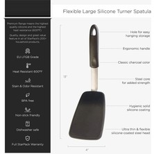 Pengfushop4 Siyah Stil Büyük Esnek Silikon Turner Yapışmaz Geniş Turner Spatula Isıya Dayanıklı Iyi Kavrama Pişirme Balık Biftek Turner Gözleme Küreği (Yurt Dışından)