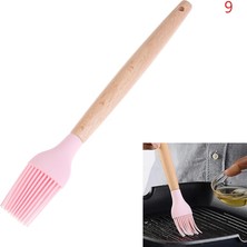 Pengfushop4 No.9 Tarzı Silikon Ahşap Saplı Turner Çorba Kaşığı Spatula Fırçası Kazıyıcı Makarna Yumurta Çırpıcı Yapışmaz Tava Mutfak Pişirme Araçları Mutfak Gereçleri (Yurt Dışından)