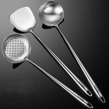 Pengfushop4 No.1 Tarzı 304 Paslanmaz Çelik Wok Spatula Mutfak Oluklu Turner Kaşık Pota Kürek Pişirme Araçları Güveç Gereç Seti Utensilio Cocina (Yurt Dışından)