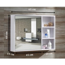 Thevida Aynali Banyo Dolabi, Tek Kapakli 65X60 Üst Modül Mıknatıslı Bas-Aç Kapak