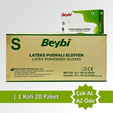 Beybi Lateks Pudralı Muayene Eldiveni Tek Kul. - Koli (20 Paket)