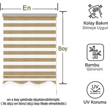Binbir Perde Vizon-Kahve Kırçıllı Boncuklu Zebra Perde