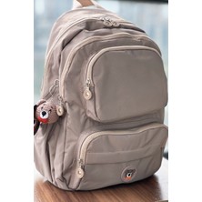 Nemo Bags Açık Vizon Orta Boy Okul Çantası Laptop ve Seyahat Sırt Çantası Su Geçirmez Ayıcık Anahtarlık Hediyeli