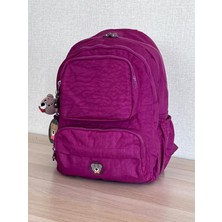 Nemo Bags Bordo Orta Boy Okul Çantası Laptop ve Seyahat Sırt Çantası Su Geçirmez Ayıcık Anahtarlık Hediyeli