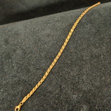 Kuyumcu Nurettin Pullu Halep Orta Kalın Bileklik Künye 3.5 mm 14 Ayar Altın