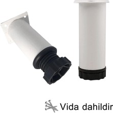 Glaswen 8 Adet Metal Ayarlanabilir 15 cm Beyaz Destek Ayağı Mobilya Kanepe Baza Koltuk Dolap Sehpa Tv Ünitesi Ayağı