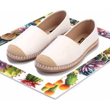 Bambi Beyaz Keten   Kadın Espadril K01125010018