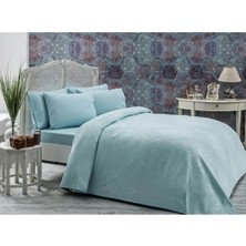 Taç Tek Kişilik Jakarlı Pike Takımı Rosabella Turkuaz