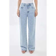 Pieces of Melon x Narod Bıçakçı Acik Mavi Wide Leg Yüksek Bel Jean Pantolon
