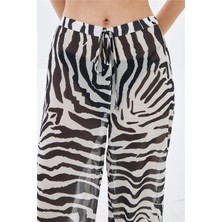 Zebra Desenli  Şifon Plaj Pantolonu