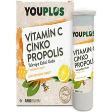 Youplus Vitamin C Çinko Propolis 20 Efervesan Tablet Takviye Edici Gıda Türkiye Menşeli