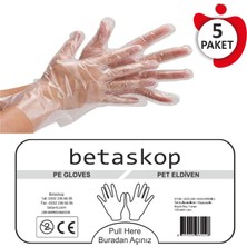 Betaskop Şeffaf Poşet Eldiven - 5 Paket (100'LÜK Paket)